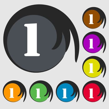 First place award sign. Winner symbol. Step one. Symbols on eight colored buttons. illustration