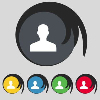 User, Person, Log in icon sign. Symbol on five colored buttons. illustration