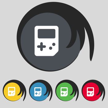 Tetris icon sign. Symbol on five colored buttons. illustration