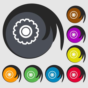  sign. Symbol on eight colored buttons. illustration