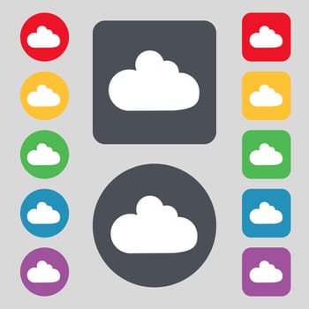 Cloud sign icon. Data storage symbol. Set colourful buttons. illustration