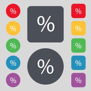 Discount percent sign icon. Modern interface website buttons. Set colourful buttons. illustration