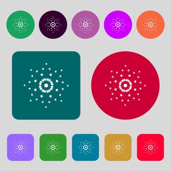 Star sign icon. Favorite button. Navigation symbol.12 colored buttons. Flat design. illustration