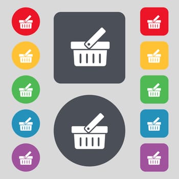 Shopping Cart sign icon. Online buying button. Set colourful buttons. illustration