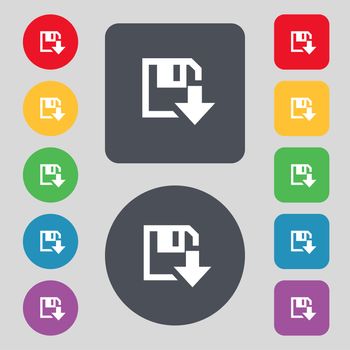 floppy icon. Flat modern design Set colour buttons. illustration