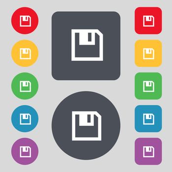 floppy icon. Flat modern design Set colour buttons. illustration