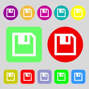 floppy icon. Flat modern design.12 colored buttons. Flat design. illustration