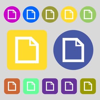 Edit document sign icon. content button.12 colored buttons. Flat design. illustration