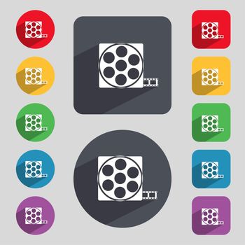 Video sign icon. frame symbol. Set colourful buttons. illustration