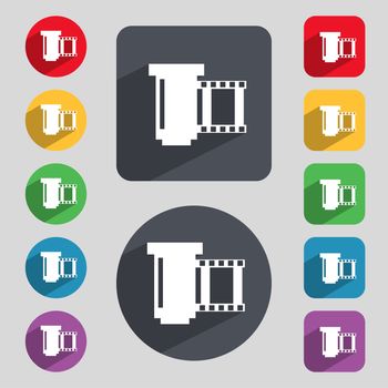 negative films icon symbol. Set of colourful buttons. illustration