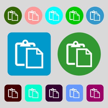 Edit document sign icon.12 colored buttons. Flat design. illustration