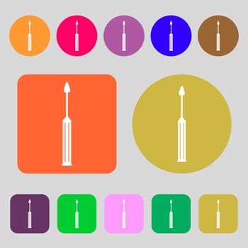 Screwdriver tool sign icon. Fix it symbol. Repair sig.12 colored buttons. Flat design. illustration