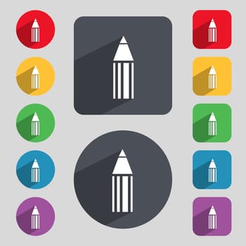 Pencil sign icon. Edit content button. Set of colored buttons. illustration