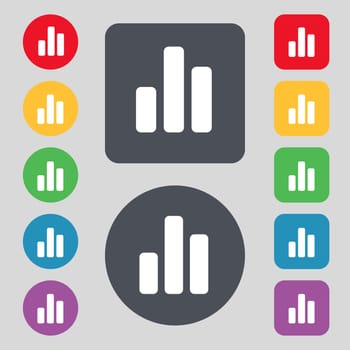 Growth and development concept. graph of Rate icon sign. A set of 12 colored buttons. Flat design. illustration