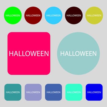 Halloween sign icon. Halloween-party symbol.12 colored buttons. Flat design. illustration