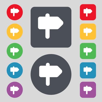 Information Road icon sign. A set of 12 colored buttons. Flat design. illustration