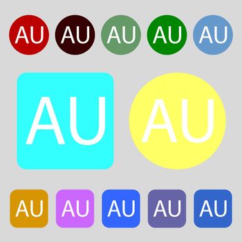 australia sign icon.12 colored buttons. Flat design. illustration