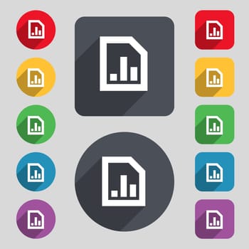 Growth and development concept. graph of Rate icon sign. A set of 12 colored buttons and a long shadow. Flat design. illustration