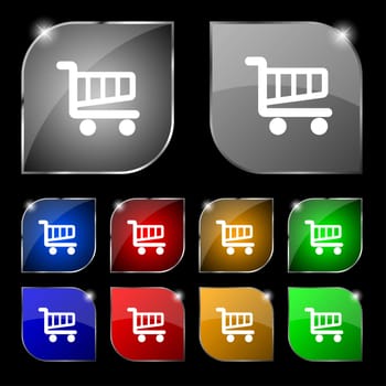 Shopping Cart sign icon. Online buying button. Set colourful buttons. illustration