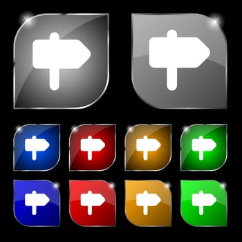 Information Road icon sign. Set of ten colorful buttons with glare. illustration