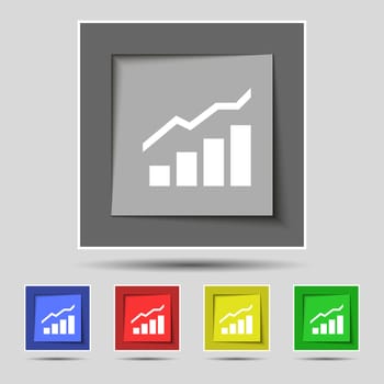 Growth and development concept. graph of Rate icon sign on the original five colored buttons. illustration