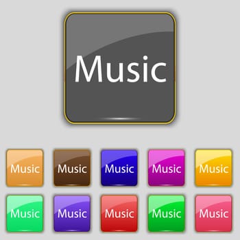 music sign icon. Karaoke symbol. Set of colored buttons. illustration