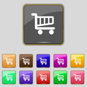 Shopping Cart sign icon. Online buying button. Set colourful buttons. illustration