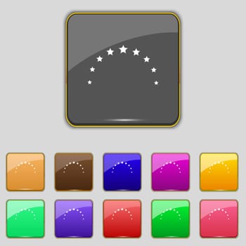 Star sign icon. Favorite button. Navigation symbol. Set colourful buttons illustration