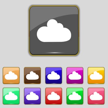 Cloud sign icon. Data storage symbol. Set colourful buttons. illustration