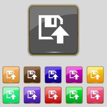 floppy icon. Flat modern design Set colour buttons. illustration