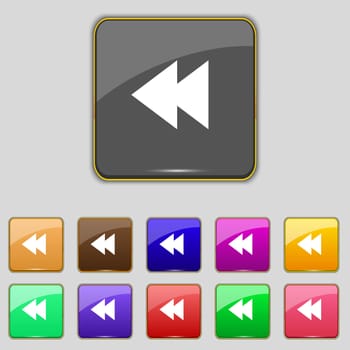 multimedia sign icon. Player navigation symbol. Set colour buttons. illustration