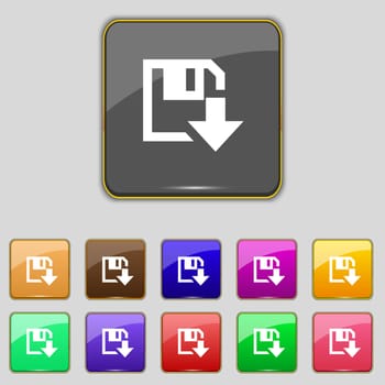 floppy icon. Flat modern design Set colour buttons. illustration