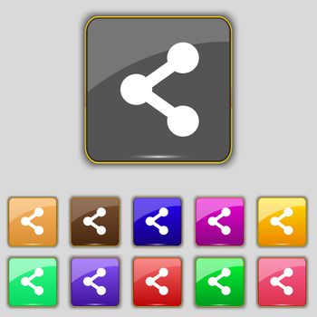 Share icon sign. Set with eleven colored buttons for your site. illustration