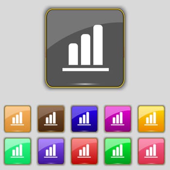 Growth and development concept. graph of Rate icon sign. Set with eleven colored buttons for your site. illustration