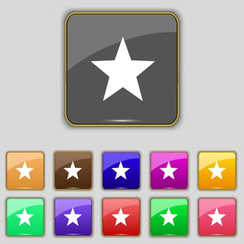 Star, Favorite icon sign. Set with eleven colored buttons for your site. illustration