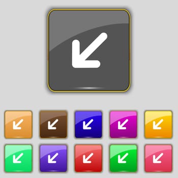 turn to full screenicon sign. Set with eleven colored buttons for your site. illustration