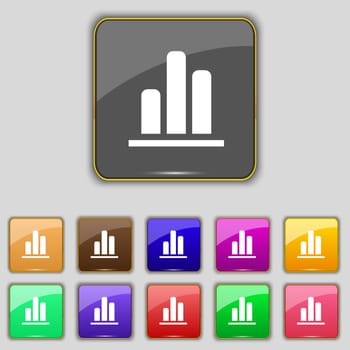 Growth and development concept. graph of Rate icon sign. Set with eleven colored buttons for your site. illustration