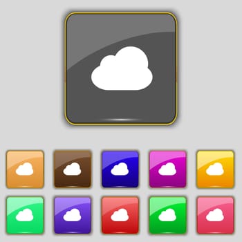 Cloud icon sign. Set with eleven colored buttons for your site. illustration