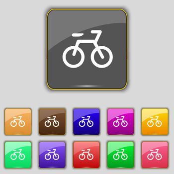 Bicycle icon sign. Set with eleven colored buttons for your site. illustration