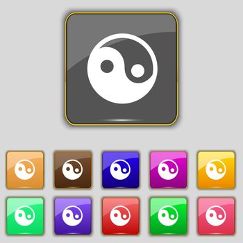 Ying yang icon sign. Set with eleven colored buttons for your site. illustration