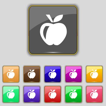 Apple icon sign. Set with eleven colored buttons for your site. illustration