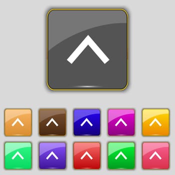 Direction arrow up icon sign. Set with eleven colored buttons for your site. illustration