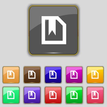 bookmark icon sign. Set with eleven colored buttons for your site. illustration