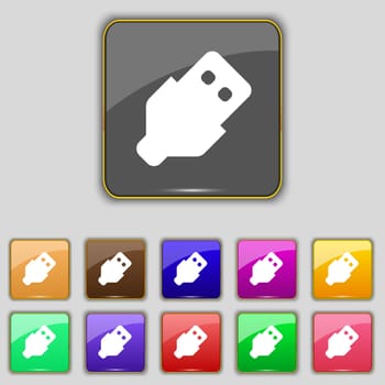 USB icon sign. Set with eleven colored buttons for your site. illustration