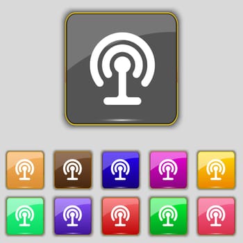 Wifi icon sign. Set with eleven colored buttons for your site. illustration