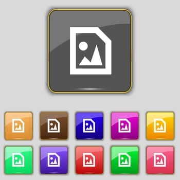 File JPG icon sign. Set with eleven colored buttons for your site. illustration