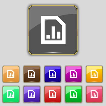 Growth and development concept. graph of Rate icon sign. Set with eleven colored buttons for your site. illustration