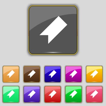 bookmark icon sign. Set with eleven colored buttons for your site. illustration