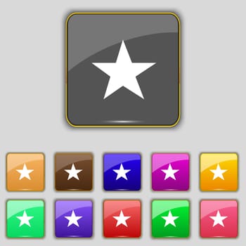 Star, Favorite Star, Favorite icon sign. Set with eleven colored buttons for your site. illustration