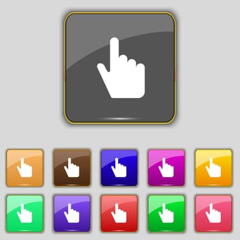 cursor icon sign. Set with eleven colored buttons for your site. illustration